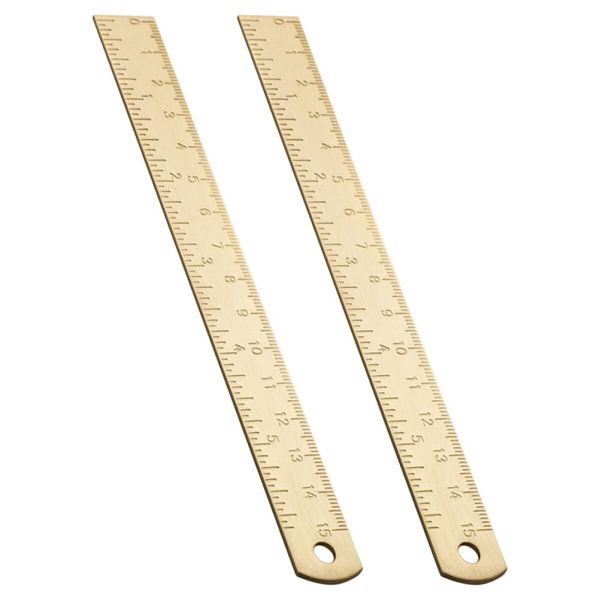 Vintage Brass Ruler 15cm Double-Sided Straight Drawing and Bookmark Ruler