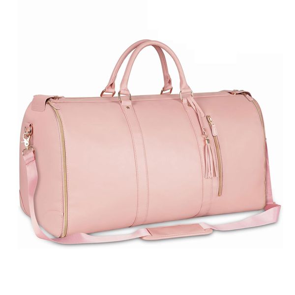 2 in 1 Foldable PU Leather Duffle Bag Travel Suit Luggage Bag