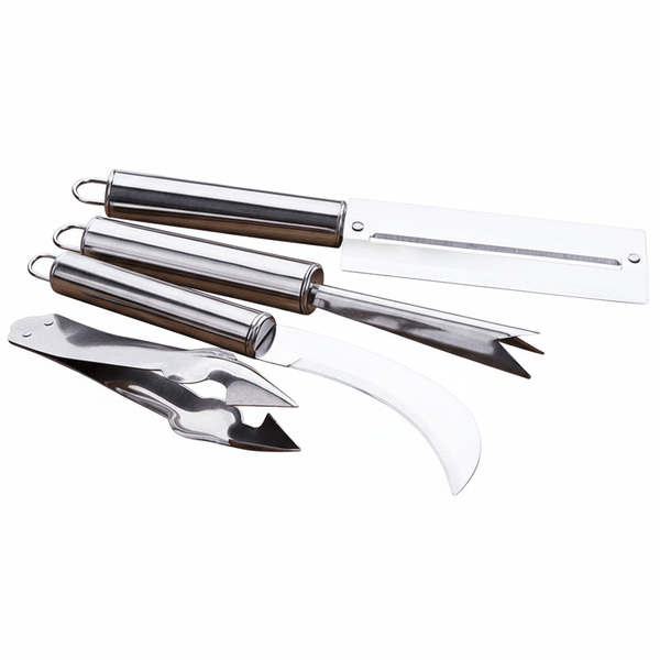 4-Piece Stainless Steel Fruit Tool Set - Silver