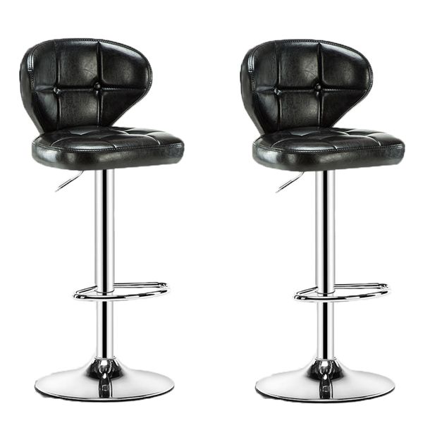 Classical Bar Stools Leather Kitchen Chairs 2 Set