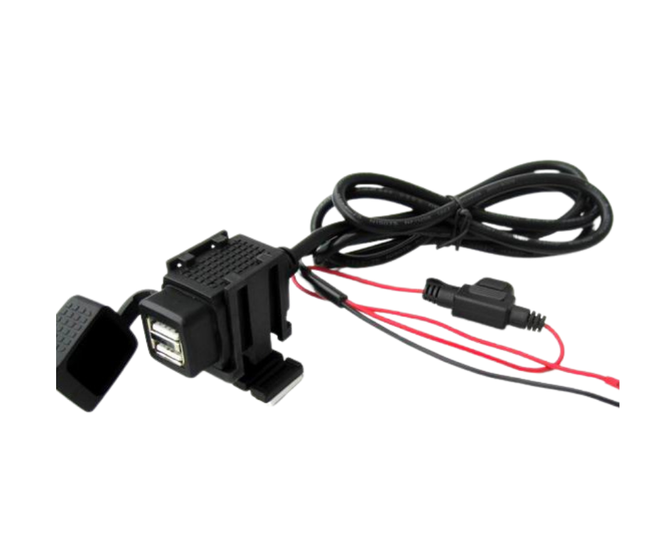 Universal Motorcycle Dual USB Phone/GPS Charger with Inline Fuse (12V