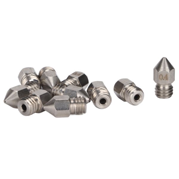 10-Pack MK8 Nozzles - 0.4mm Stainless Steel