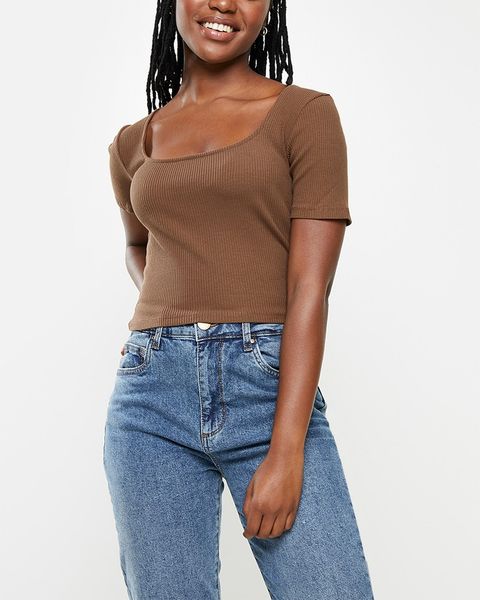 Women's Cotton On Essentials Square Neck Tee - Acorn