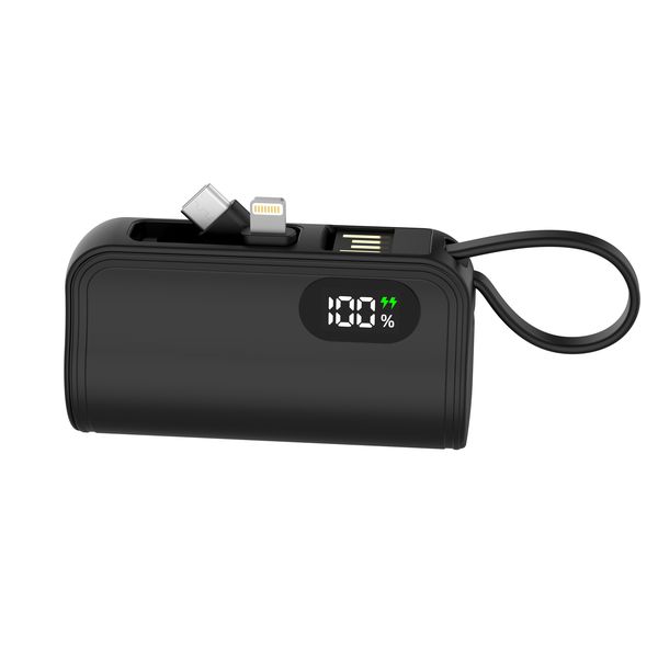 Portable Charging Capsule with Built-in Charging Port, 5000mAh