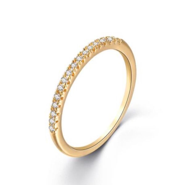 Ring Single Row Fine Tail Ring Full Rhinestone Zircon - Micro Gold - 1.976cm