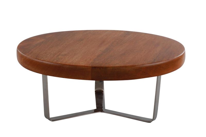 Round Wooden Cake Stand on Metal Base