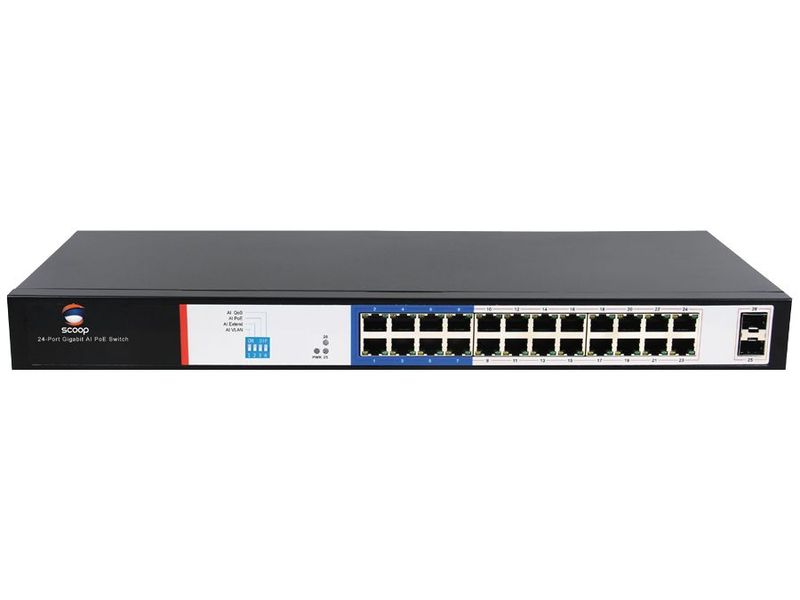 Scoop 24 Port Gigabit AI PoE Switch with 2 SFP Uplink