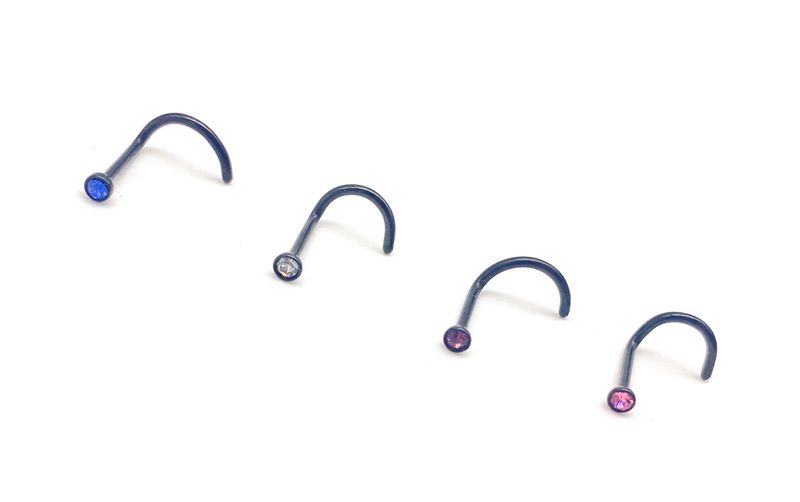 Fabulae Black Pigtail Nose Ring Set, Ayla