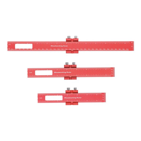 6/8/12" Aluminium Slide-Stop Pocket Ruler Set