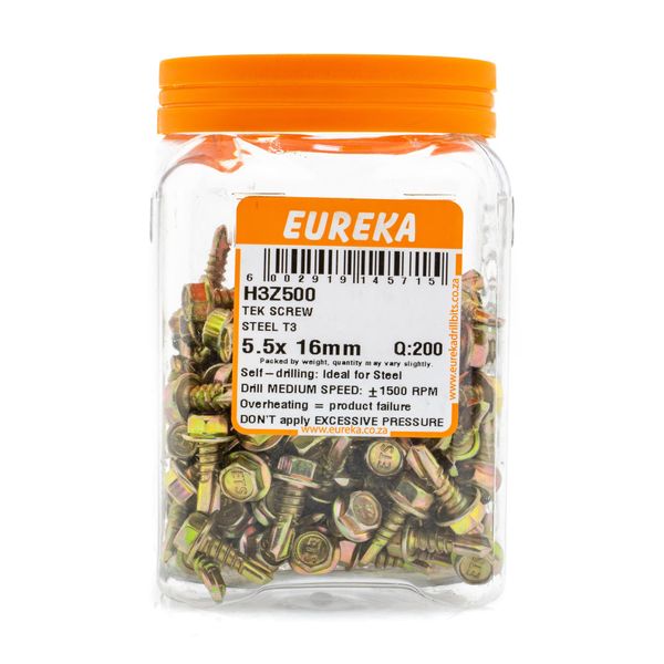 EUREKA Tek Screw Hex Head Coarse Thread 5.5 x 16mm Q:200 H3Z500