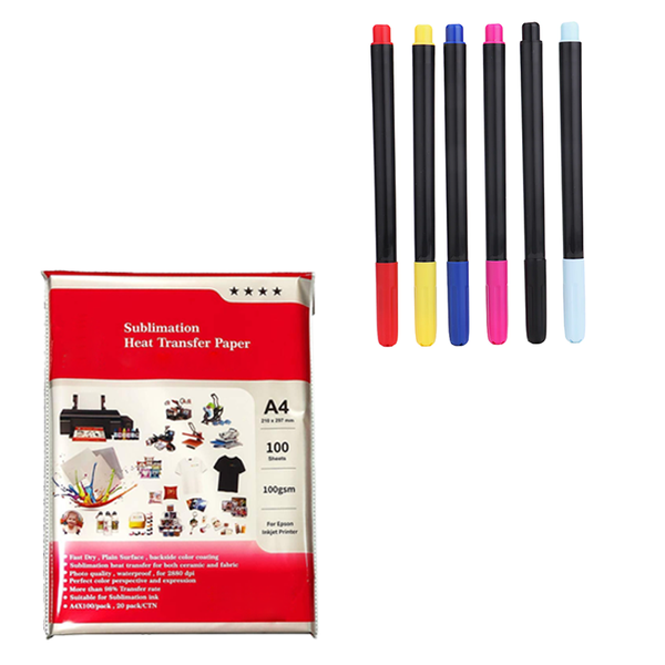 Sublimation Marker Pens and Paper Combo (100 gsm)