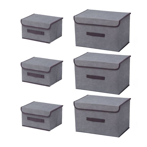 Foldable Storage Box with Lid - 6 Piece (3 Large &amp; 3 Small)