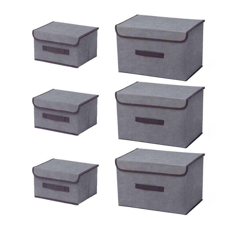 Foldable Storage Box With Lid 6 Pieces 3 large + 3 Small Fabric