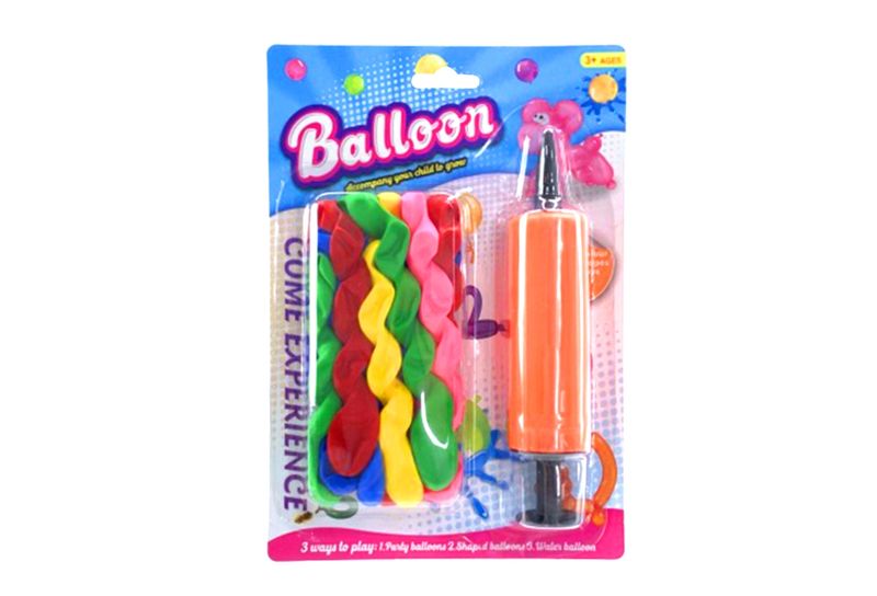 Spiral Party Balloons with Pump on Card - Blind Box
