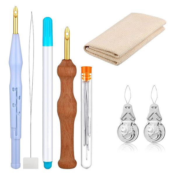 Punch Needle Embroidery Set Adjustable Carpet Yarn for Floss Beginners