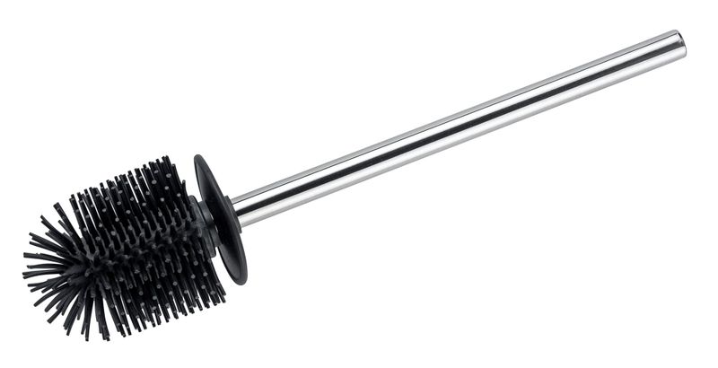 Wenko Replacement Toilet Brush - Black Plastic Bristle Head &amp; S/Steel Handle