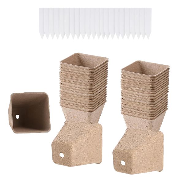 50Piece 8CM Square Peat Nursery Pots Peat Pots for Seedlings for Garden