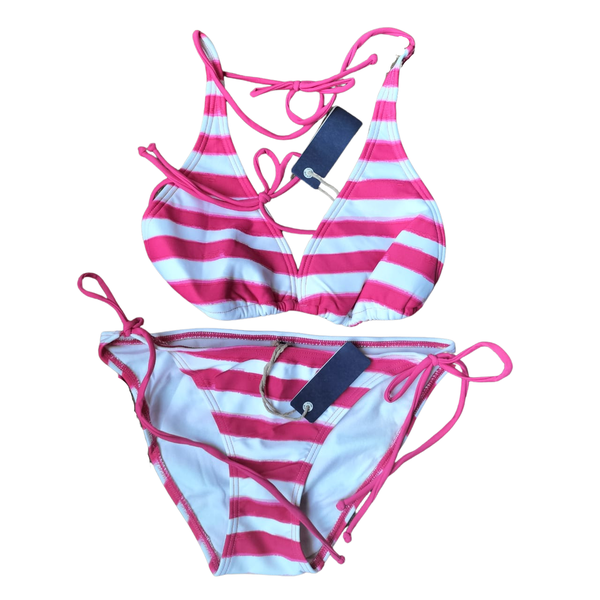 Elegant Stylish Swimming Costume for Ladies - Red White Stripes