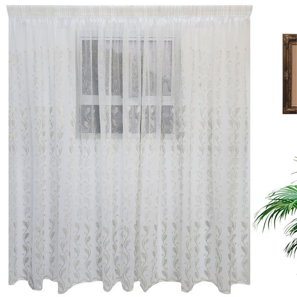 Leaf Stripe Voile Cream - Taped image