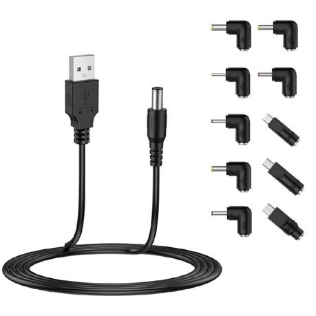 QYNIAL USB To DC 5V Power Cable Compatible With 5.5x2.1mm Plug 1.5m Image