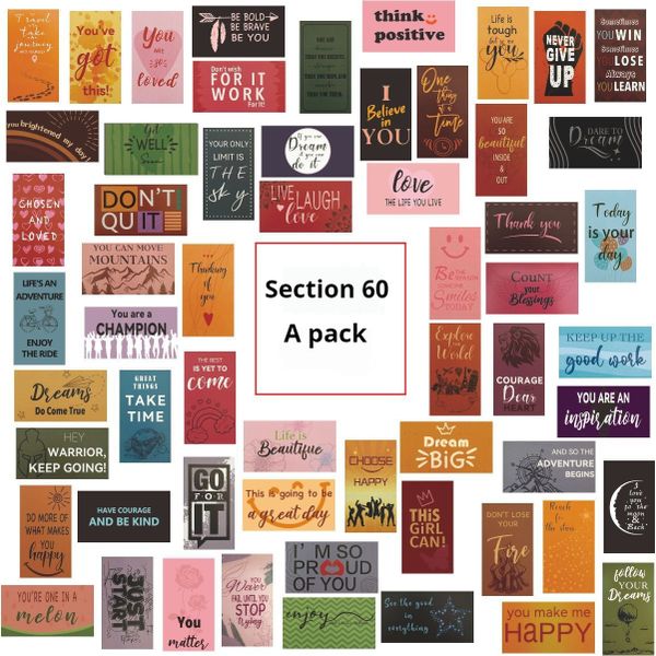 60 - Piece Pack of English Inspirational Quote Cards