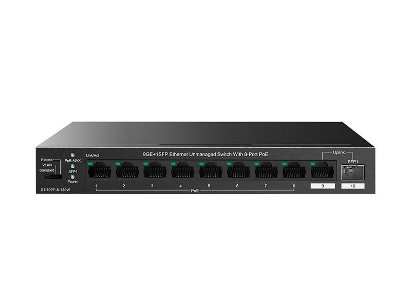 TENDA 9-Port Ethernet Switch With 8 PoE+1SFP (TE-TEG1110PF-8-120W)