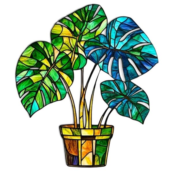 Decor 2D Flat Self-Adhesive Monstera Plant Static Window Cling Film - 23cm
