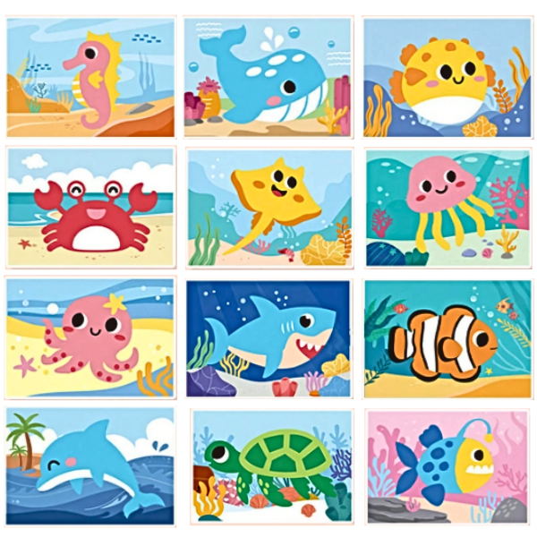 Peel &amp; Stick Ocean Mosaic Sticker Cards Art &amp; Crafts Pack - 12 Craft Pack