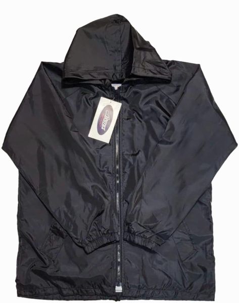 Men's Solid Black Nylon Regular Fit Anorak