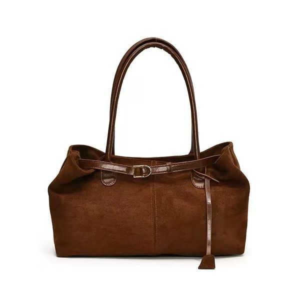Women's Brown Suede Bag Casual Suede Tote Bag Vintage Shoulder Bag