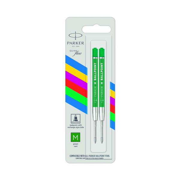 PARKER Econo Ballpoint Medium Green Refill Blister Pack 2's