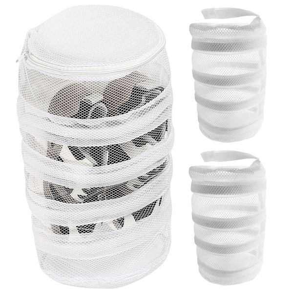 3PK 40x20cm Heavy Duty Mesh Shoe Laundry Bags Secure Zipper Wash Protection
