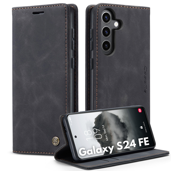 Retro Flip Case Compatible with Samsung Galaxy S24 FE Leather Wallet Cover