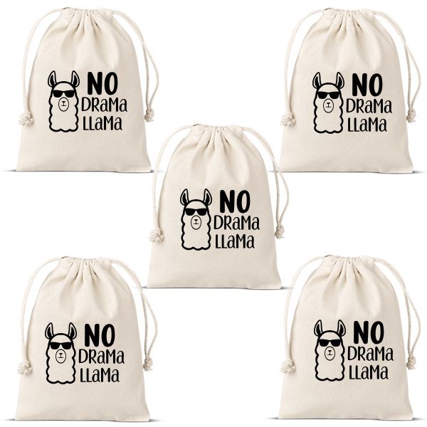 No Drama Llama Drawstring Bags - Set of 5