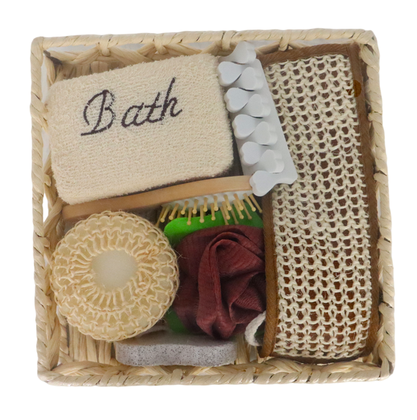 Bath Set – Basket (Light Brown Square Basket)