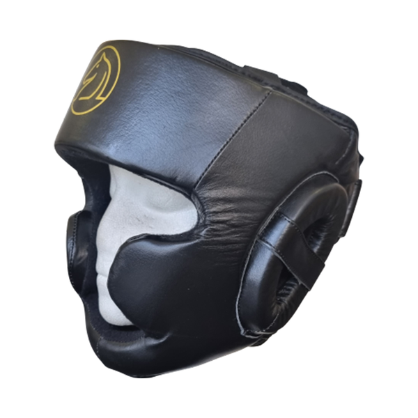 Damascus Boxing Leather Head Guard - Black (Small)