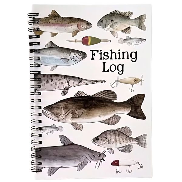 Stationery "My Fishing Log" Spiral Journal - Catch &amp; Weather Tracker - 21cm