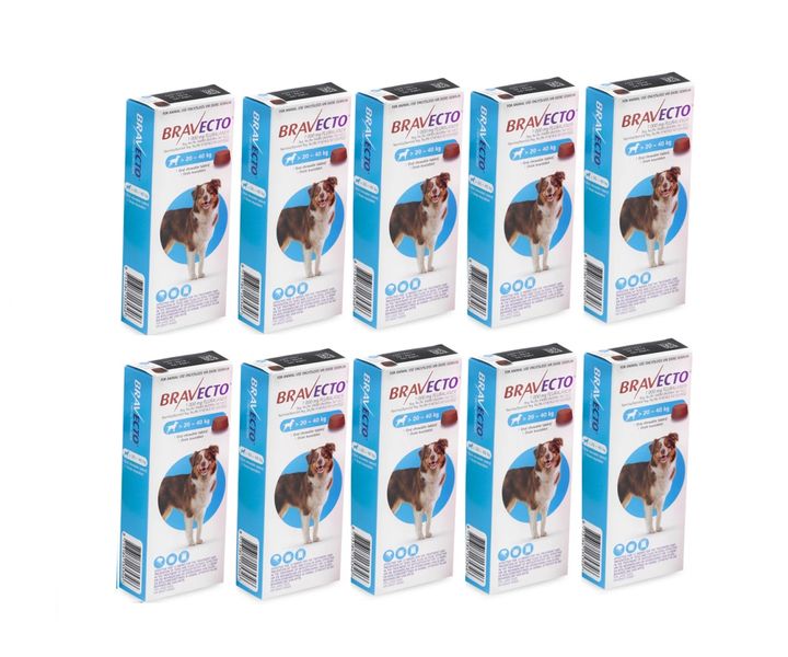 Bravecto Chewable 3 Monthly Tablets for Dogs 20.1 - 40kg x 10