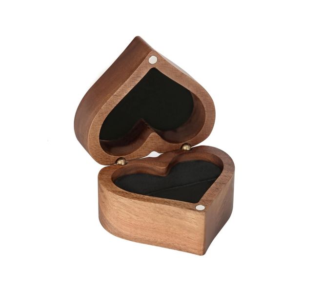 Wooden Heart Shape Ring Gift Box With Single Slot, For Marriage Proposal