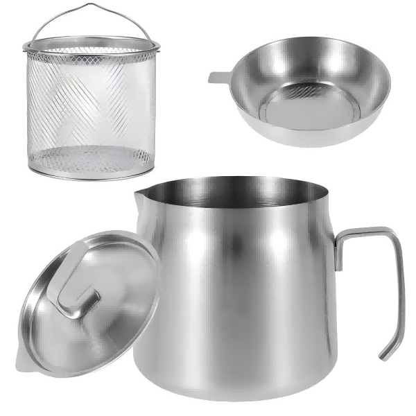 Stainless Steel oil filtering pot deep fryer2L oil storage pot With ...