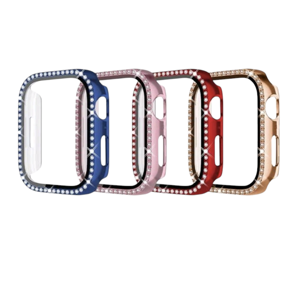 4pcs Watch Cases With Screen Protector, Rhinestone Studded 44mm