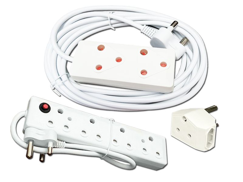 Everlotus extension cord 5M bundle with 4 way red multiplug and 1 adapter