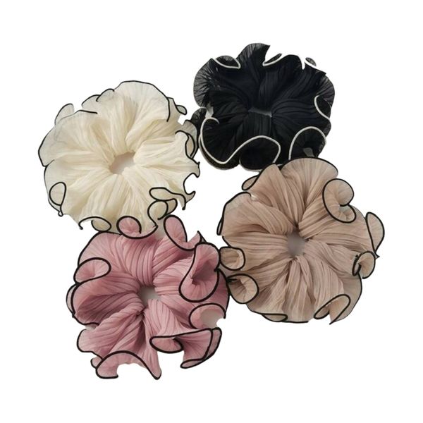Elegant Chiffon Lace Hair Scrunchies - Pack of 4