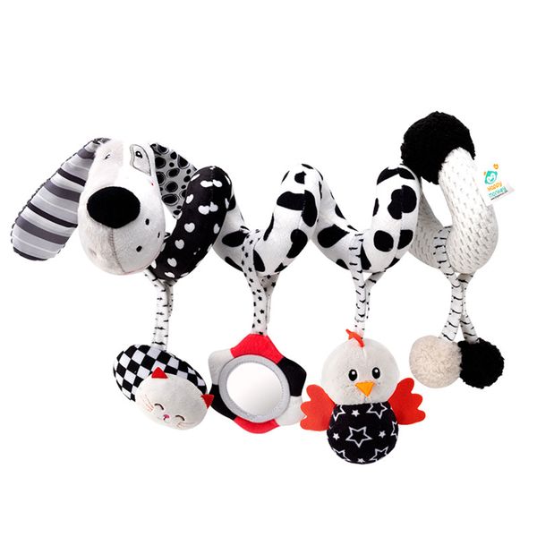 Baby spiral plush toy, black and white baby car seat toy