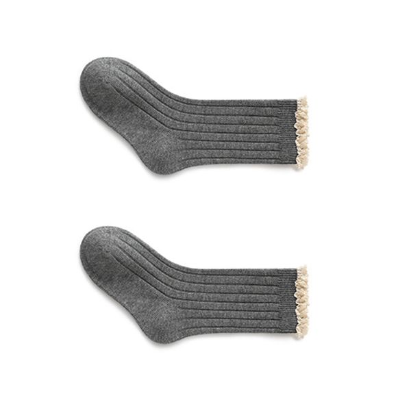 Lace Trim Socks for Girls Cotton Mid Calf