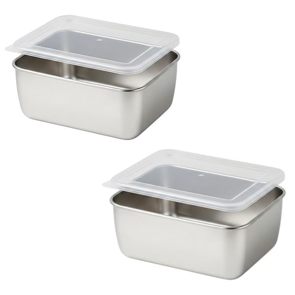 2 Piece - Stainless Steel Food Storage Container with Clear Lid - Silver