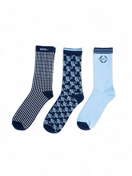 Borelli Benito 3-Pack Shaft Sock - Navy Multi