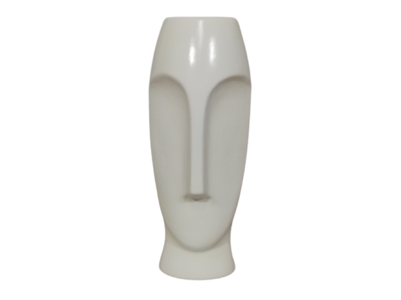 Vase Ceramic 43cm Portrait Man White