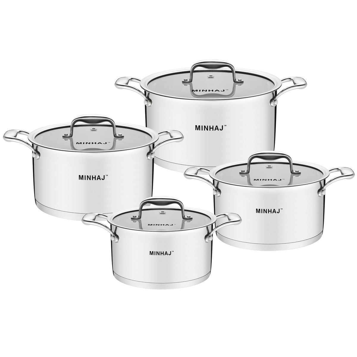 Minhaj 5-Layer Heavy Bottom Stainless Steel 8 Piece Cookware Set | Shop ...