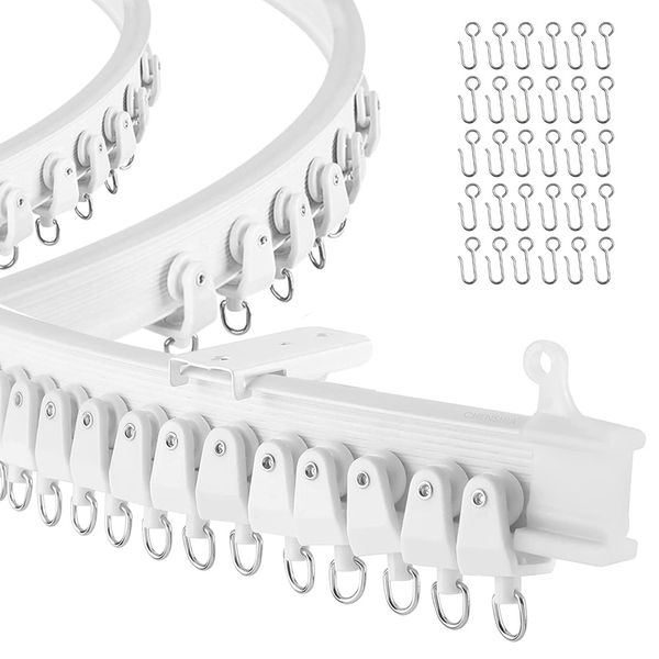 Chenshia 3m Flexible Ceiling Curtain Rail Track Set-3pcs Ceiling Rod Mount